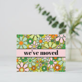 Retro Spring Floral - Nieuw adres / we hebben ons  Briefkaart (Staand voorkant)