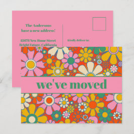 Retro Spring Floral - Nieuw adres / we hebben ons Briefkaart