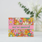 Retro Spring Floral - Nieuw adres / we hebben ons  Briefkaart (Staand voorkant)
