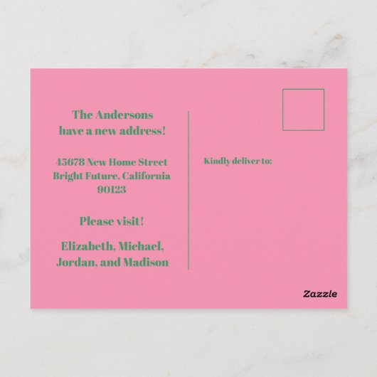 Retro Spring Floral - Nieuw adres / we hebben ons Briefkaart (Achterkant)