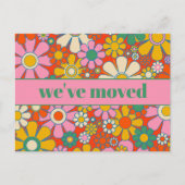 Retro Spring Floral - Nieuw adres / we hebben ons  Briefkaart (Voorkant)