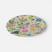 Retro Spring floral Paper-Borden Papieren Bordje (Gekanteld)