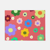 Retro Spring Flower  Bloemen Entry Rug