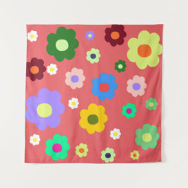 Retro Spring Flower  Bloemen Wall Decor Wandkleed