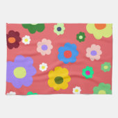 Retro Spring Flower  Bloemenschotel Handdoek (Horizontaal)