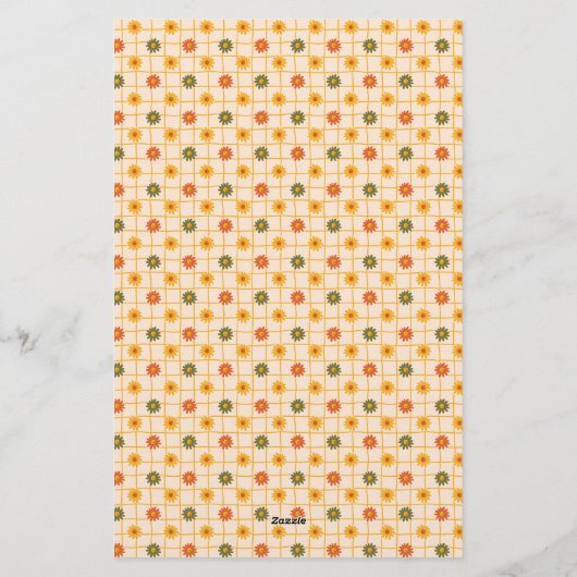 Retro Spring Hand Drawn Faux Washi Floral Mix Briefpapier (Achterkant)