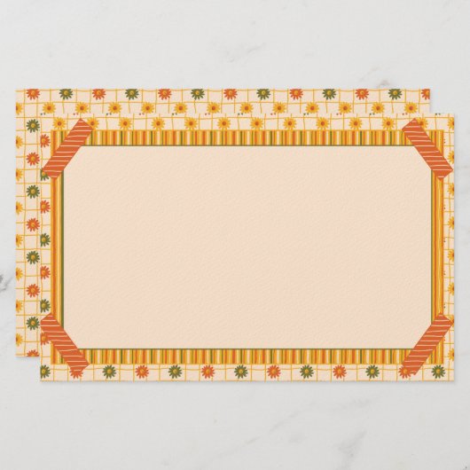 Retro Spring Hand Drawn Faux Washi Floral Stripe Briefpapier (Voorkant / Achterkant)