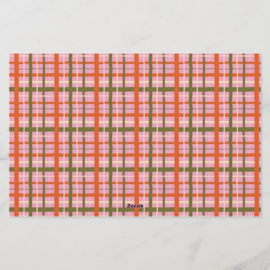 Retro Spring Hand Drawn Faux Washi Grid and Plaid Briefpapier (Achterkant)