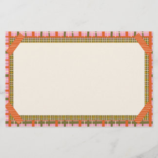 Retro Spring Hand Drawn Faux Washi Grid and Plaid Briefpapier
