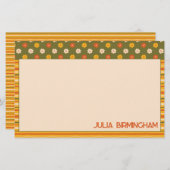 Retro Spring Hand Drawn Floral Striped Horizontal Briefpapier (Voorkant / Achterkant)