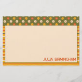 Retro Spring Hand Drawn Floral Striped Horizontal Briefpapier (Voorkant)
