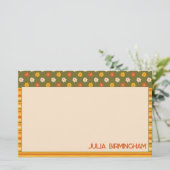 Retro Spring Hand Drawn Floral Striped Horizontal Briefpapier (Staand voorkant)