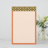 Retro Spring Hand Drawn Floral Striped Vertical Briefpapier (Staand voorkant)