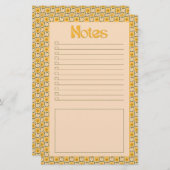 Retro Spring Hand Drawn Groovy Floral Check Notes Briefpapier (Voorkant / Achterkant)