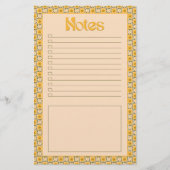 Retro Spring Hand Drawn Groovy Floral Check Notes Briefpapier (Voorkant)