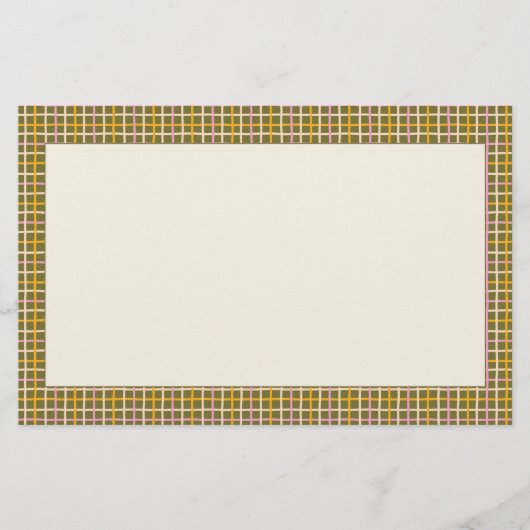 Retro Spring Hand Drawn Multicolor Grid Border Briefpapier (Voorkant)