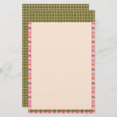 Retro Spring Hand Drawn Plaid and Grid Vertical Briefpapier (Voorkant / Achterkant)