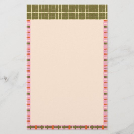Retro Spring Hand Drawn Plaid and Grid Vertical Briefpapier (Voorkant)