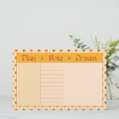 Retro Spring Hand Drawn Plan and Dream Floral Grid Briefpapier (Staand voorkant)