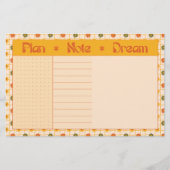 Retro Spring Hand Drawn Plan and Dream Floral Grid Briefpapier (Voorkant)