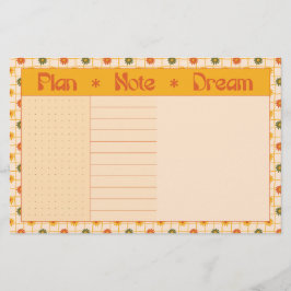 Retro Spring Hand Drawn Plan and Dream Floral Grid Briefpapier