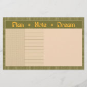 Retro Spring Hand Drawn Plan and Dream Green Grid Briefpapier (Voorkant)