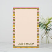 Retro Spring Hand Drawn Striped Personal Briefpapier (Staand voorkant)