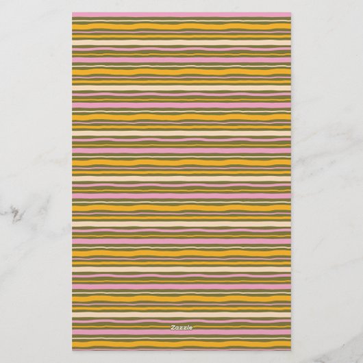 Retro Spring Hand Drawn Striped Personal Briefpapier (Achterkant)