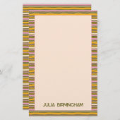 Retro Spring Hand Drawn Striped Personal Briefpapier (Voorkant / Achterkant)