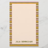 Retro Spring Hand Drawn Striped Personal Briefpapier (Voorkant)