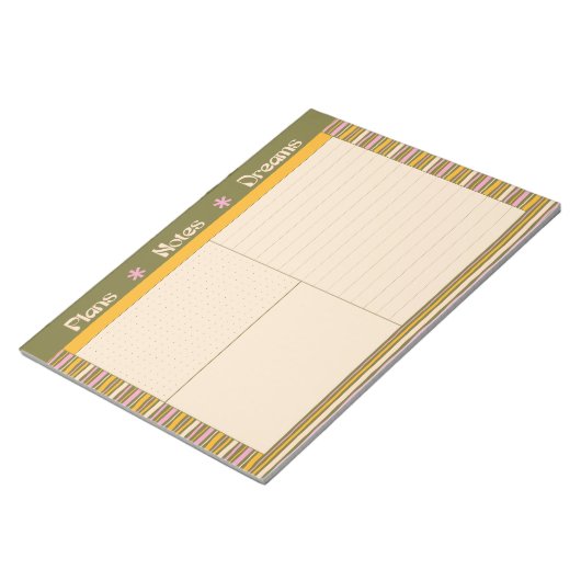 Retro Spring Hand Drawn Striped Plan and Dream Notitieblok (Schuin)