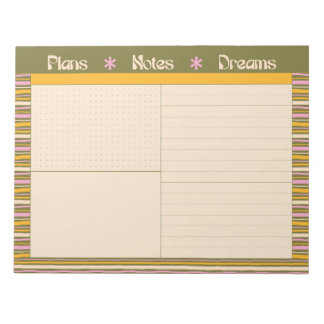 Retro Spring Hand Drawn Striped Plan and Dream Notitieblok