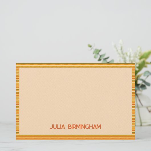 Retro Spring Hand Drawn Sunshine Striped  Briefpapier (Staand voorkant)