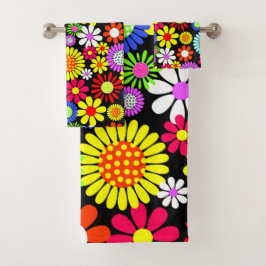 Retro spring hippie flower power bad handdoek