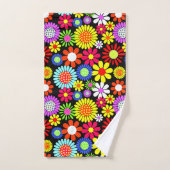 Retro spring hippie flower power bad handdoek (Handdoek)
