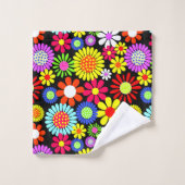 Retro spring hippie flower power bad handdoek (Wasdoekje)