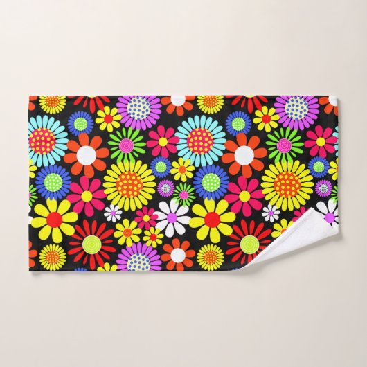 Retro spring hippie flower power bad handdoek (Handdoek)