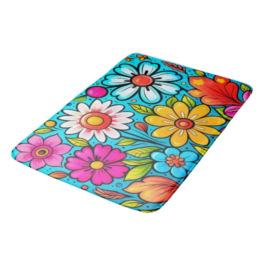 Retro spring hippie flower power badmat (Gekanteld)