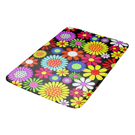Retro spring hippie flower power badmat (Gekanteld)