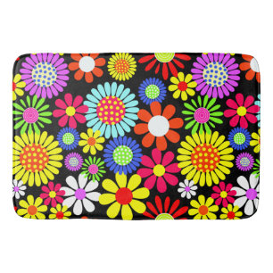 Retro spring hippie flower power badmat
