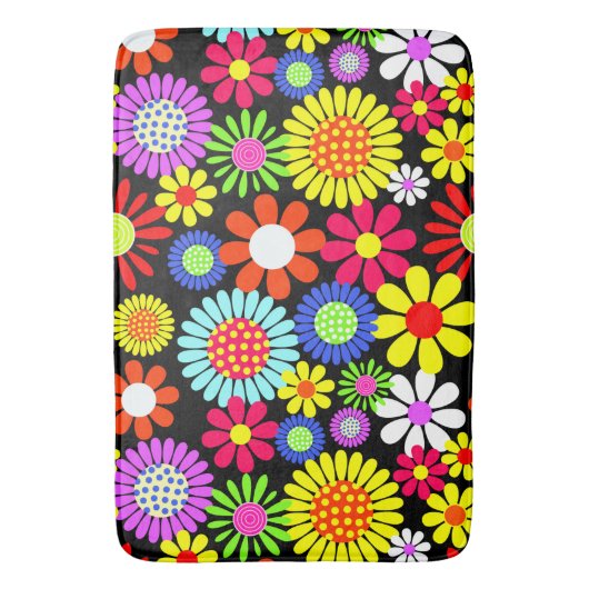 Retro spring hippie flower power badmat (Voorkant Verticaal)
