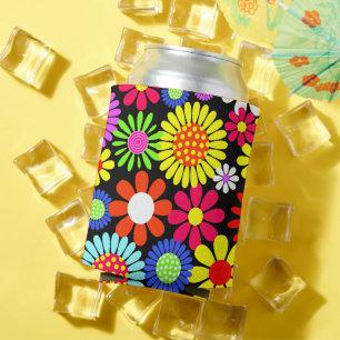 Retro spring hippie flower power blikjeskoeler