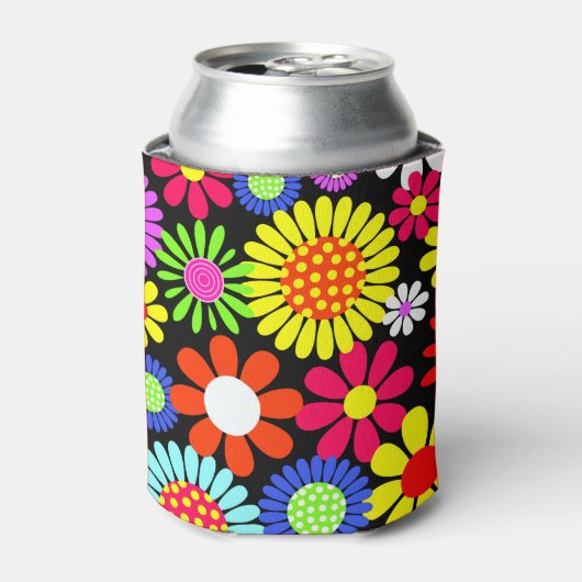 Retro spring hippie flower power blikjeskoeler (Blikje Voorkant)