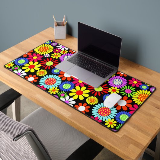 Retro spring hippie flower power bureaumat (Kantoor 2)