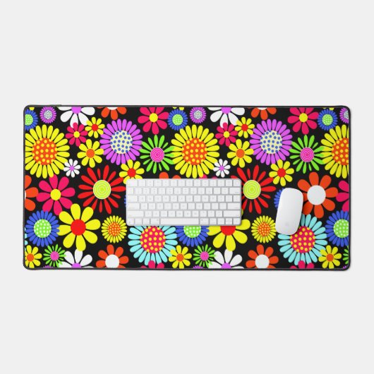 Retro spring hippie flower power bureaumat (Keyboard & Muis)