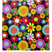 Retro spring hippie flower power douchegordijn (Voorkant)