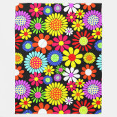 Retro spring hippie flower power fleece deken (Voorkant)