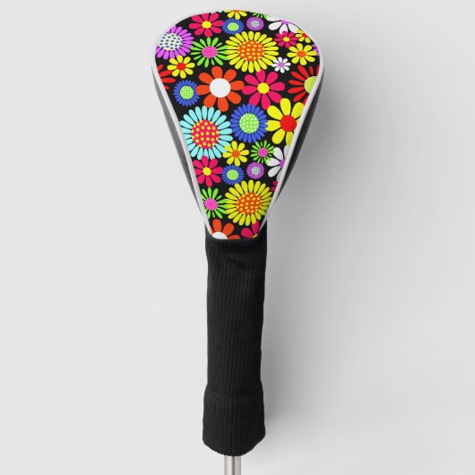 Retro spring hippie flower power golfheadcover (Voorkant)