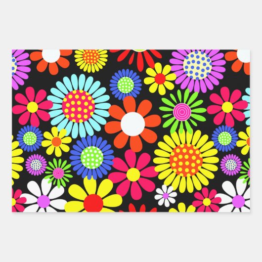 Retro spring hippie flower power inpakpapier vel (Voorkant 2)