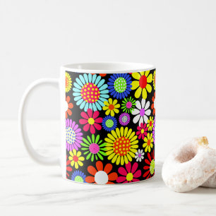Retro spring hippie flower power koffiemok